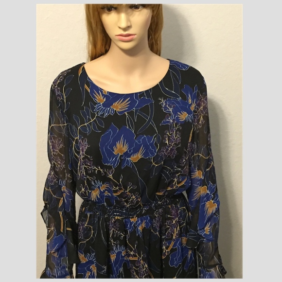 INC Casual Sleeve Floral Tiered Sleeve Sheer Dress - Picture 3 of 8